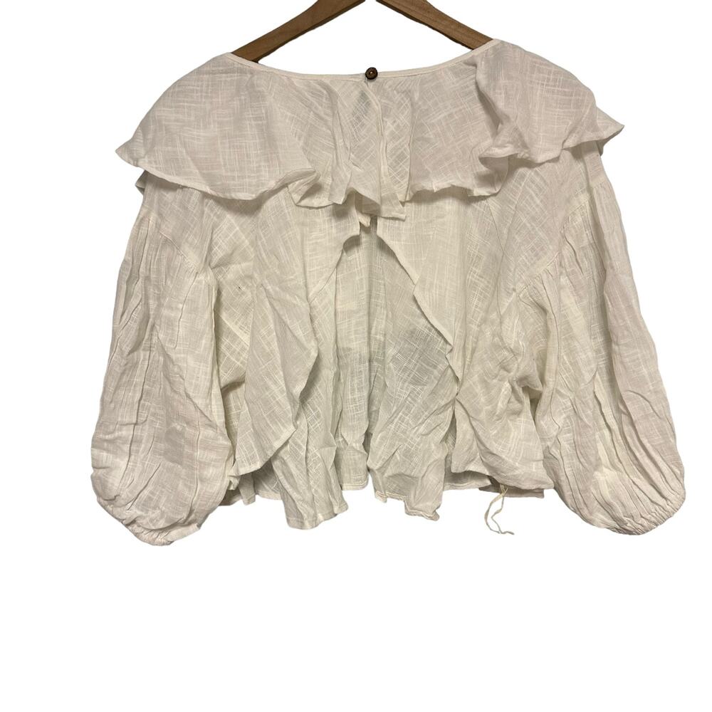 Free People White Open-Back Ruffled Blouse - Picture 4 of 11
